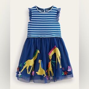 Mini Boden Tulle Mix Appliqué Dress in Giraffe (size 5-6y)